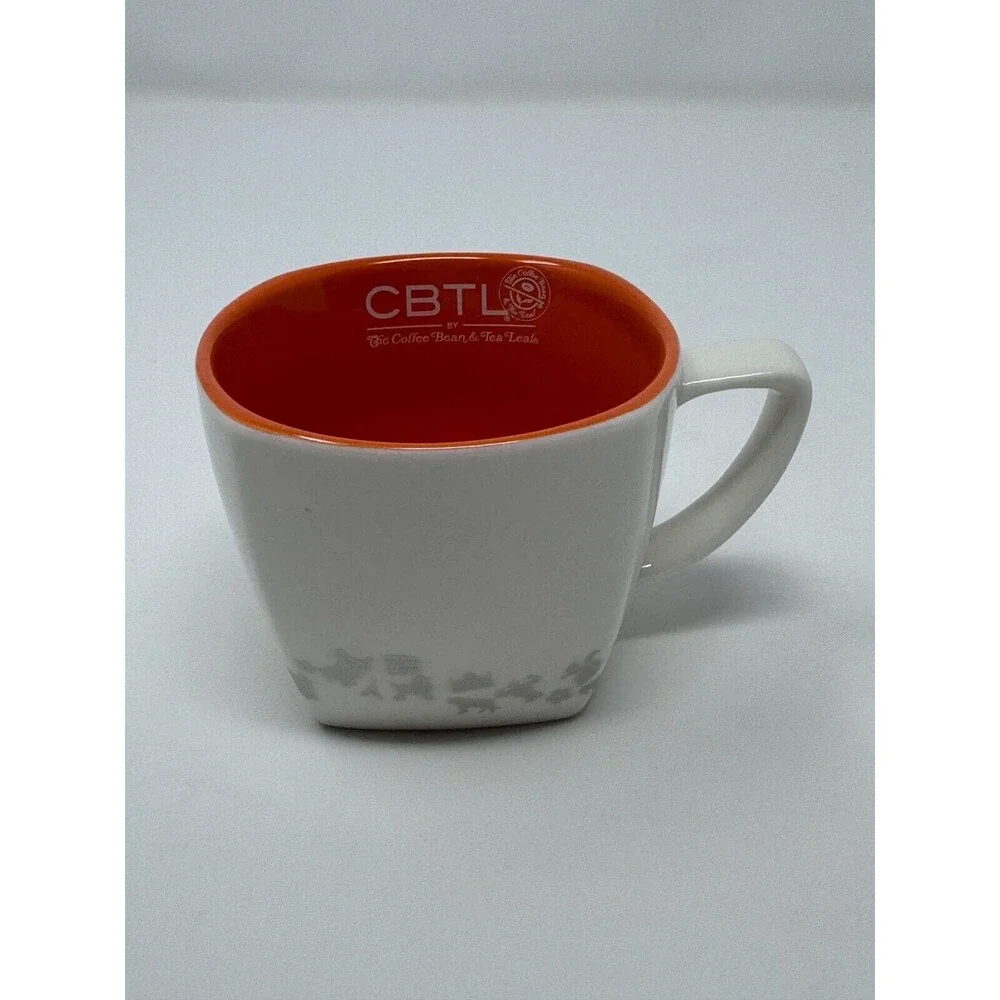 Set of 3 Coffee Bean & Tea Leaf Square Mugs 10, 8, 4oz Ceramic Multi Color